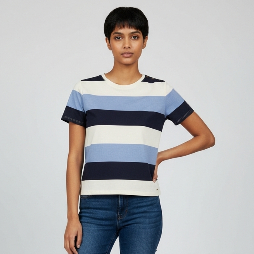 Tommy Hilfiger Navy and Cream Top